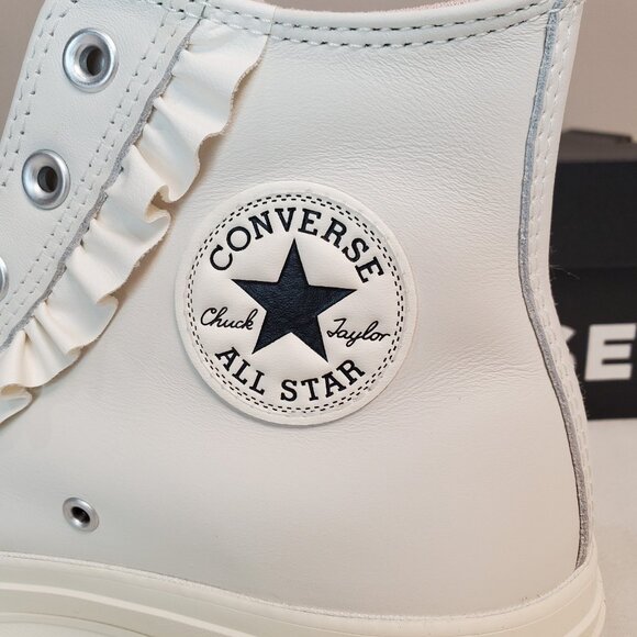Converse CTAS LIFT HI Ruffle Platform High Top White Leather Womens A13388C New - Picture 10 of 12